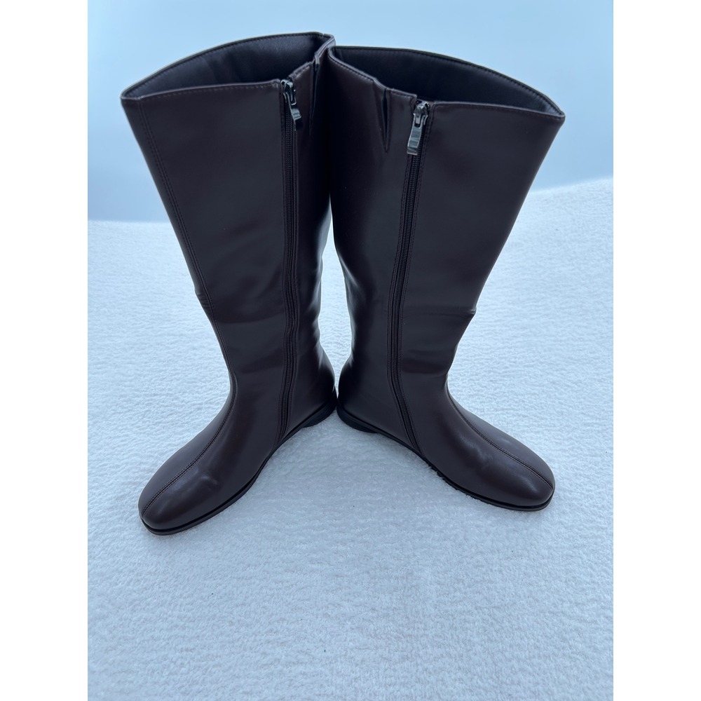SLXCHBSL Brown Flat Knee High Tall Boots Side Zip Womens Size‎ 9 NEW